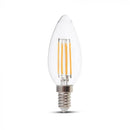 E14 4W(400Lm) LED Spuldze Filament, sveces forma, V-TAC, auksti balta gaisma 6000K