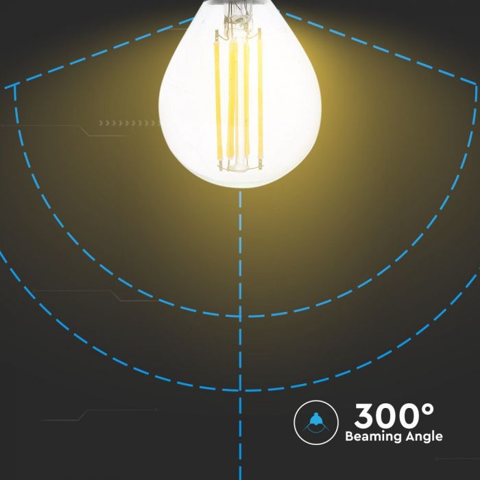 E14 4W(400Lm) LED Spuldze Filament, P45, V-TAC, neitrāli balta gaisma 4500K
