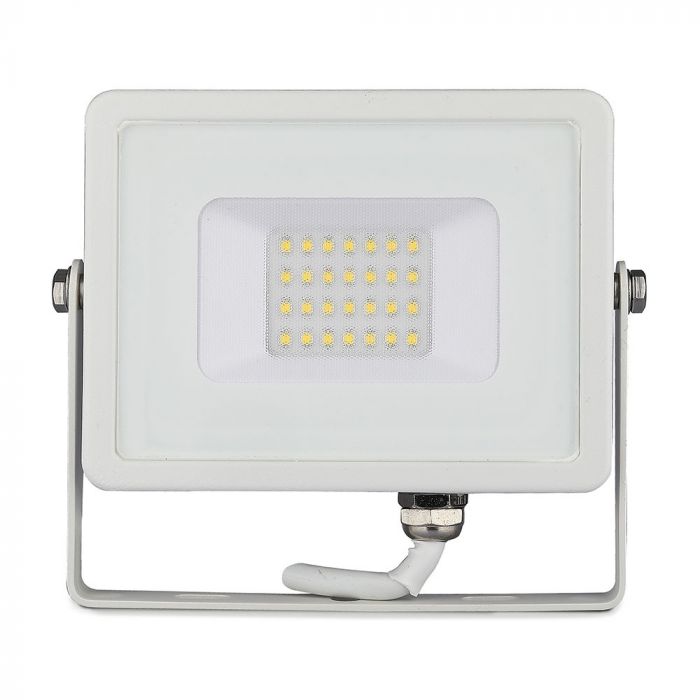 20W (1600Lm) LED Spotlight V-TAC SAMSUNG, IP65, 5 års garanti, vitt hölje, 6400K kallvitt ljus