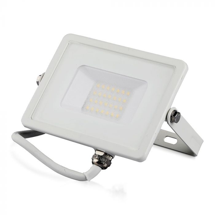 20W (1600Lm) LED Spotlight V-TAC SAMSUNG, IP65, 5 års garanti, vitt hölje, 6400K kallvitt ljus