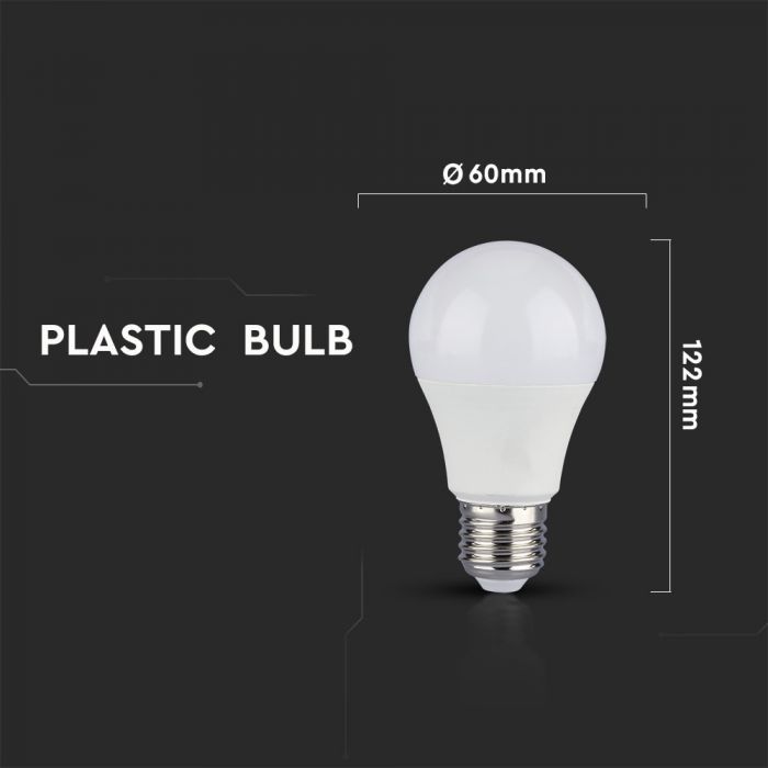 E27 9W(806Lm) LED gudrā 3 soļu dimmējamā spuldze, A60, V-TAC, auksti balta gaisma 6400K