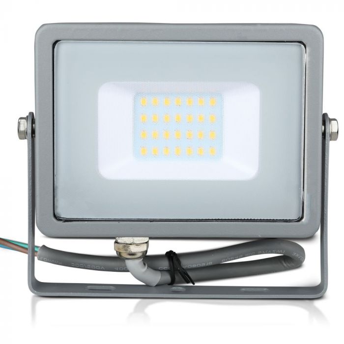 20W(1600Lm) LED Spotlight V-TAC SAMSUNG, IP65, 5 års garanti, grått hölje, 6400K kallvitt ljus