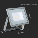 20W(1600Lm) LED Spotlight V-TAC SAMSUNG, IP65, 5 års garanti, grått hölje, 6400K kallvitt ljus