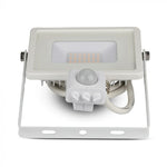 20W(1600Lm) SMD LED floodlight with PIR motion sensor, V-TAC SAMSUNG, IP65, 5 years warranty, white housing, warm white light 3000K