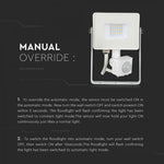 20W(1600Lm) SMD LED floodlight with PIR motion sensor, V-TAC SAMSUNG, IP65, 5 years warranty, white housing, warm white light 3000K