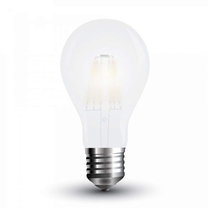 E27 6W(660Lm) LED Spuldze Filament matēta, A60, V-TAC, auksti balta gaisma 6400K