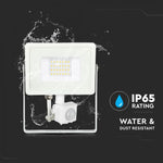 20W (1600Lm) LED-valgusti SMD PIR liikumisanduriga, V-TAC SAMSUNG, IP65, 5-aastane garantii, valge korpus, neutraalne valge valgus 4000K