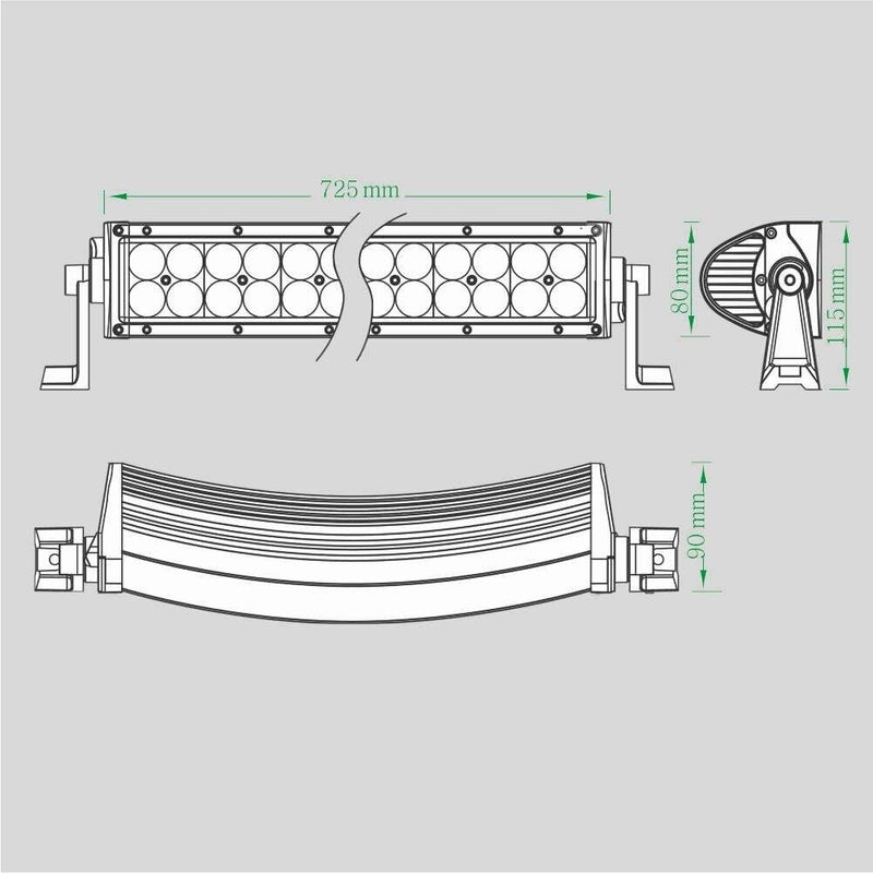 180 Вт (12600 лм) 60 LED COMBO, IP67, холодный белый свет 6000K, длина 890 мм