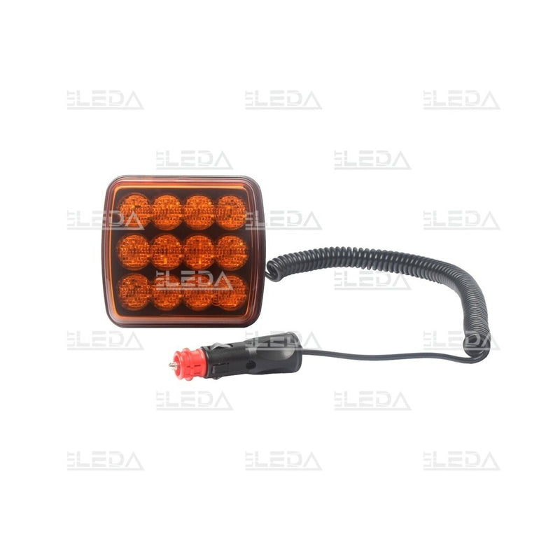 12 LED mini warning light, yellow, 12/24V; 3.5 m cable; ECE R65, ECE R10, EMC