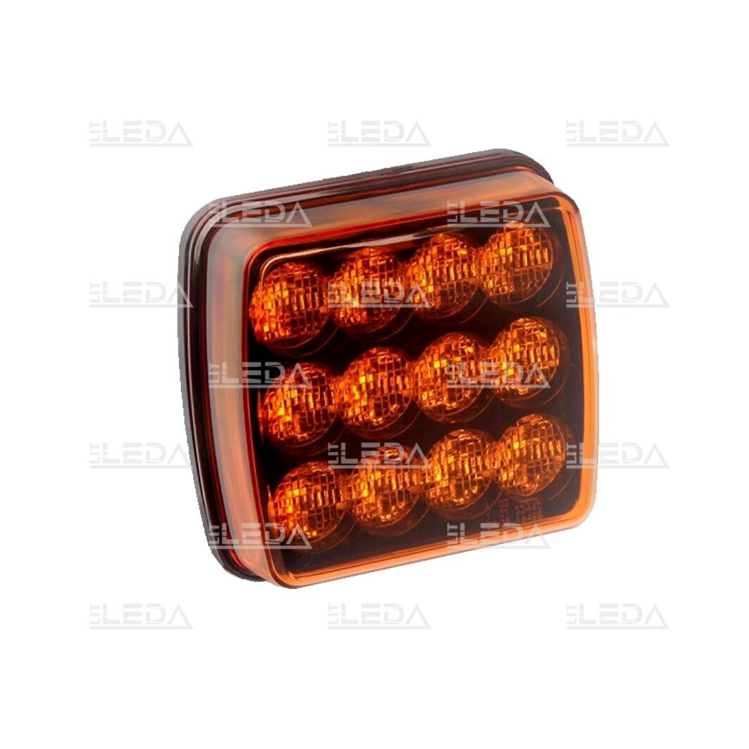 12 LED mini warning light, yellow, 12/24V; 3.5 m cable; ECE R65, ECE R10, EMC