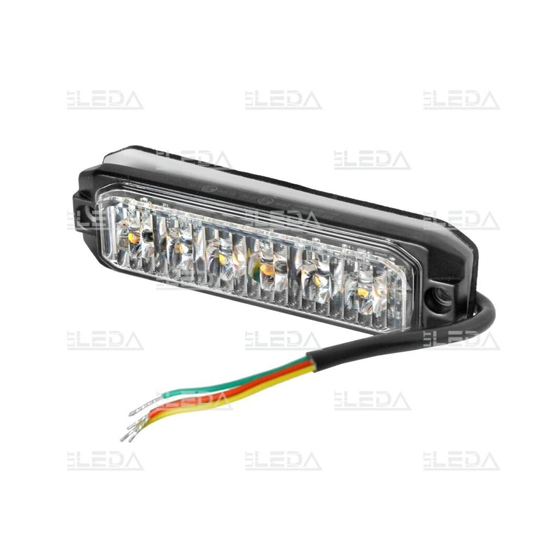 18W(6x3W) 12-24V LED-arbetslampa, 4 ljusfunktioner, gult ljus, IP67, ECE R10, EMC, CE, 119/32/13 mm