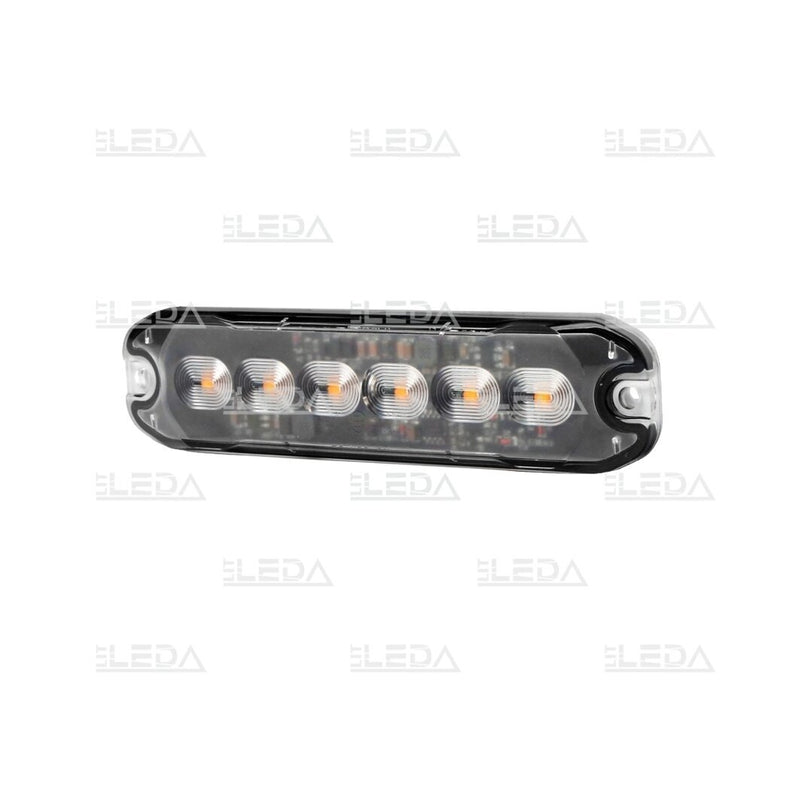 10W 12-24V 6 LED warning light, orange, IP67, ECE R65, ECE R10, 130x7mm
