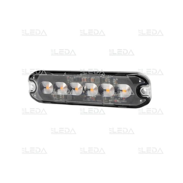 10W 12-24V 6 LED brīdinājuma gaisma, oranža, IP67, ECE R65, ECE R10, 130x7mm