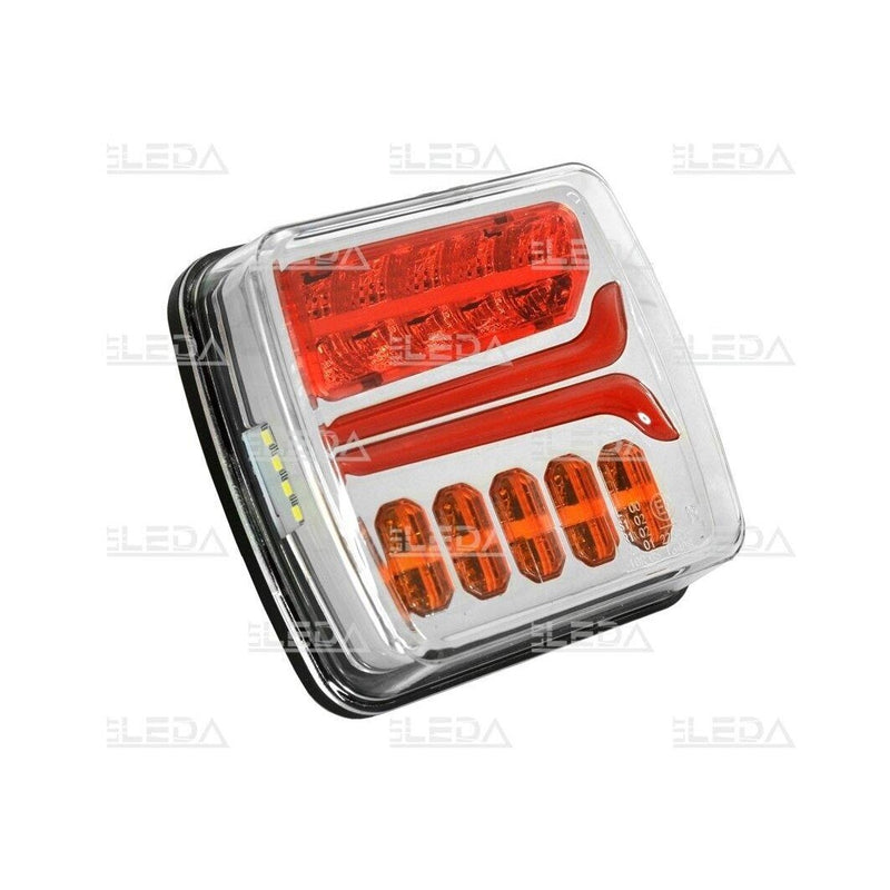 LITLEDA LED rear light 12 / 24V; dimensions, turn (right), brakes, number plate lighting; ECE R7, ECE R6, ECE R4, EMC R10