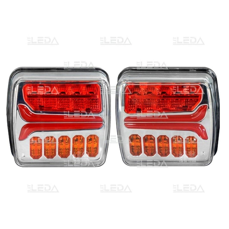 Комплект светодиодных задних фонарей LITLEDA 12V; подсветка маркера, поворотника (правого и левого), тормоза, номерного знака; ECE R7, ECE R6, ECE R4, EMC R10