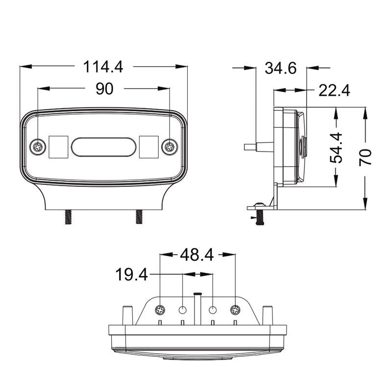 LED side light with reflector, yellow, 12-24V, R3, R91