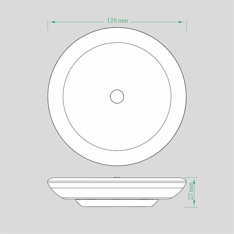 6,5W 12-24V LED-automaatne sisevalgustus, 2700K/5500K, IP56, Ø 128 mm, CE, R10, ROHS
