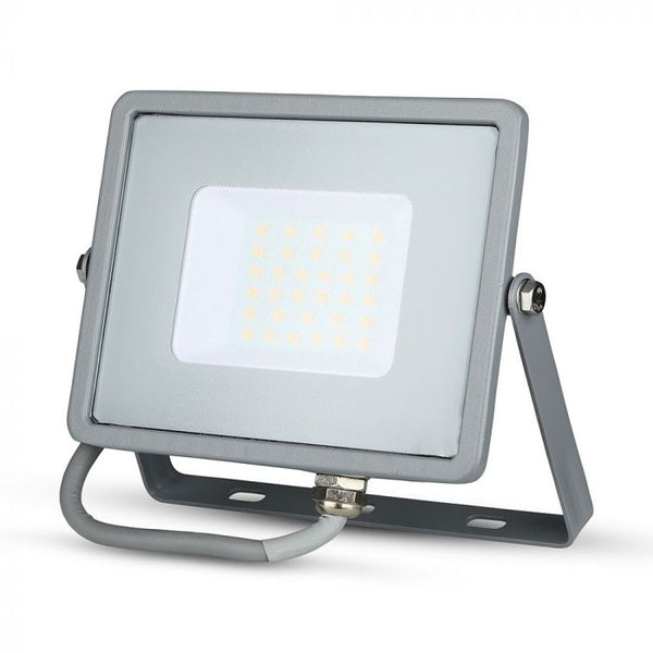 30W(2400Lm) LED Spotlight V-TAC SAMSUNG, IP65, warranty 5 years, gray body, warm white light 3000K