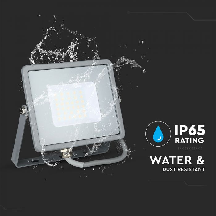 30W (2400Lm) LED-valgusti V-TAC SAMSUNG, IP65, 5-aastane garantii, hall korpus, 6400K külmvalge valgus