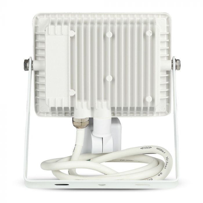 Светодиодный прожектор 30W(2400Lm) с PIR датчиком движения, V-TAC SAMSUNG, IP65, гарантия 5 лет, белый корпус, теплый белый свет 3000K
