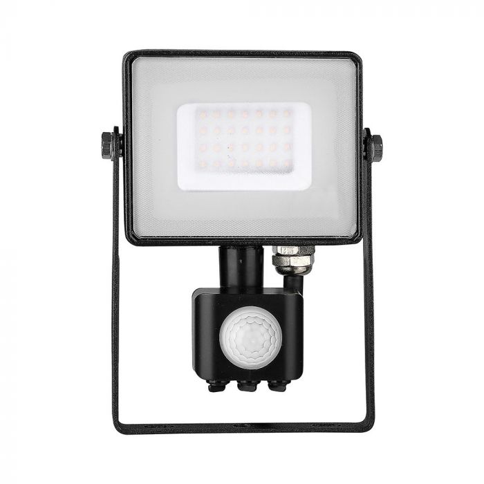 30W(2400Lm) LED-strålkastare med PIR-rörelsesensor, V-TAC SAMSUNG, IP65, 5 års garanti, svart hölje, varmvitt ljus 3000K