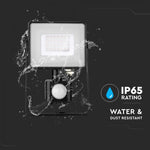 30W(2400Lm) LED-strålkastare med PIR-rörelsesensor, V-TAC SAMSUNG, IP65, 5 års garanti, svart hölje, varmvitt ljus 3000K