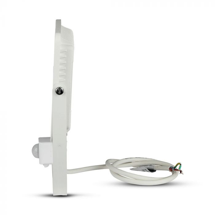 50W(4000Lm) LED Spotlight with PIR motion sensor, V-TAC SAMSUNG, IP65, warranty 5 years, white body, warm white light 3000K