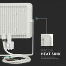 50W(4000Lm) LED Spotlight with PIR motion sensor, V-TAC SAMSUNG, IP65, warranty 5 years, white body, warm white light 3000K