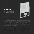 50W(4000Lm) LED Spotlight with PIR motion sensor, V-TAC SAMSUNG, IP65, warranty 5 years, white body, warm white light 3000K