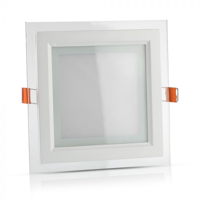 12W(840Lm) LED Panelis iebūvējams kvadrāta, V-TAC, silti balta gaisma 3000K, komplektā ar barošanās bloku