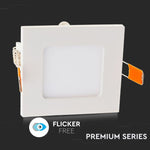 6W (420Lm) LED paneel süvistatav ruut, V-TAC, soe valge valgus 3000K, koos toiteplokiga.