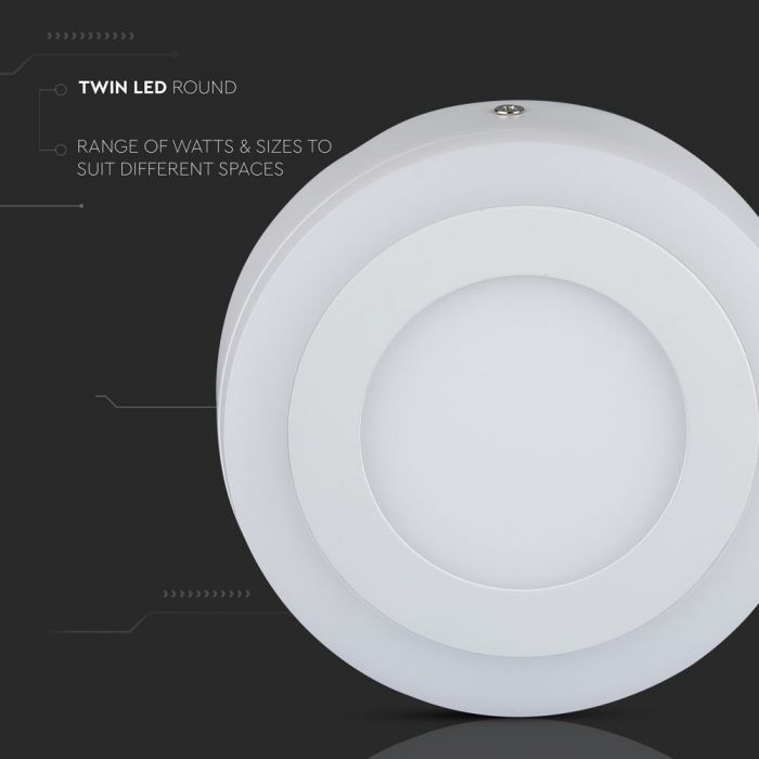 6W+2W(560Lm) LED paneel ümmargune, V-TAC, soe valge valgus 3000K, koos toiteplokiga.