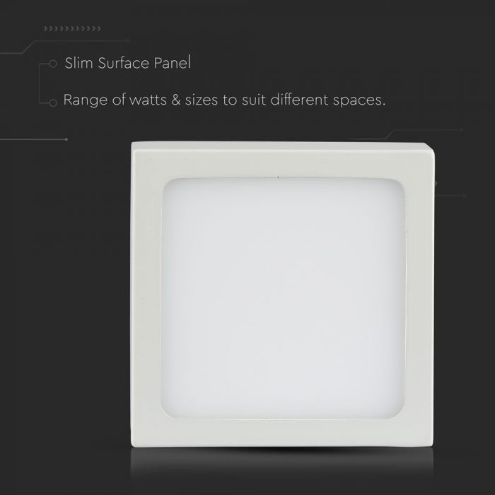 12W(1000Lm) LED Panelis virsapmetuma kvadrāta, V-TAC, auksti balta gaisma 6400K, komplektā ar barošanās bloku