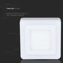 12W+3W(1140Lm) LED Panelis virsapmetuma kvadrāta, V-TAC, silti balta gaisma 3000K, komplektā ar barošanās bloku