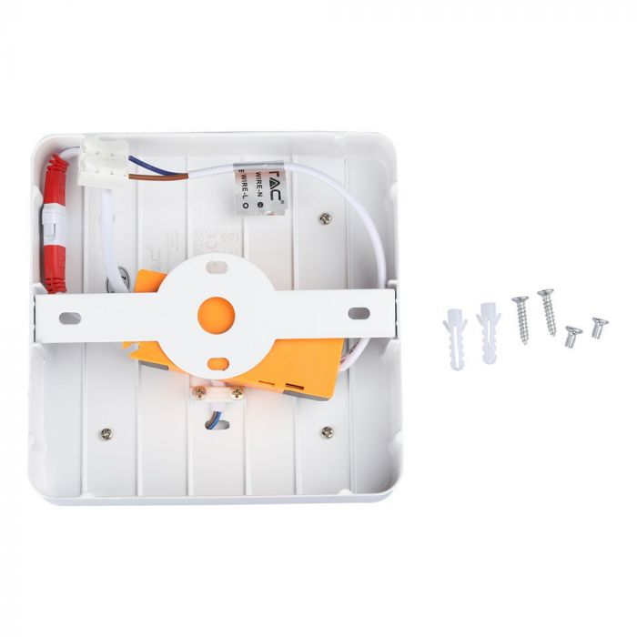 18W+4W(1800Lm) LED Panelis virsapmetuma kvadrāta, V-TAC, silti balta gaisma 3000K, komplektā ar barošanās bloku