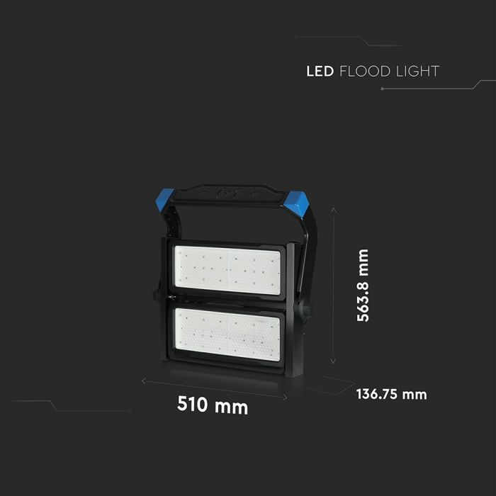 500W(60000Lm) LED stadium floodlight with MEANVELL block, V-TAC SAMSUNG, warranty 5 years, IP66, black body, neutral white light 4000K