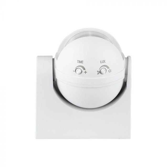 Infrasarkanais kustības sensors, balts, regulējams laiks un LUX, Max 300W LED, IP44,   360°, V-TAC