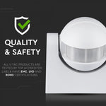 Infrasarkanais kustības sensors, balts, regulējams laiks un LUX, Max 300W LED, IP44,   360°, V-TAC