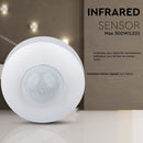 Infrared motion sensor, ceiling, white, adjustable time and LUX, Max 300W LED, 360°, V-TAC