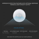 Infrared motion sensor, ceiling, white, adjustable time and LUX, Max 300W LED, 360°, V-TAC