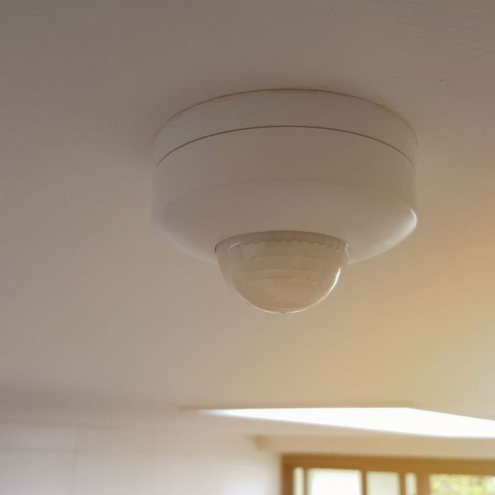 Infrared motion sensor, ceiling, white, adjustable time and LUX, Max 300W LED, 360°, V-TAC