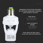 The infrared motion sensor can be screwed into an E27 socket for an E27 bulb (up to 60W).