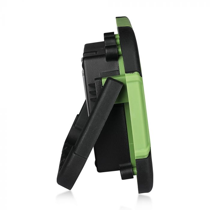 10W(700Lm) LED Spotlight, 3.7V Li-Ion 3600mAh, rechargeable, USB, V-TAC SAMSUNG, IP44, black/green body, cold white light 6400K