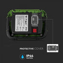 10W(700Lm) LED Spotlight, 3.7V Li-Ion 3600mAh, rechargeable, USB, V-TAC SAMSUNG, IP44, black/green body, cold white light 6400K