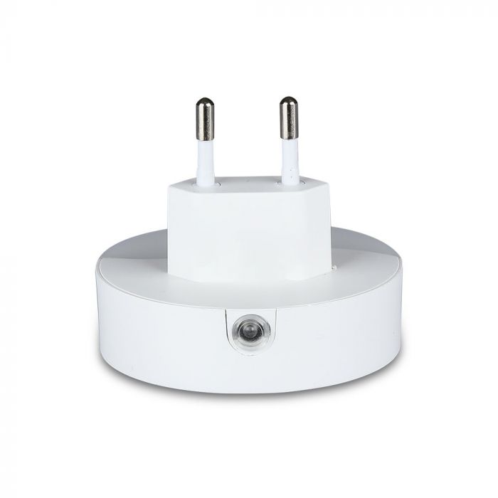 0.5W(10Lm) LED nakts gaismeklis ar sensoru, V-TAC SAMSUNG, IP20, spraužams rozetē, silti balta gaisma 3000K