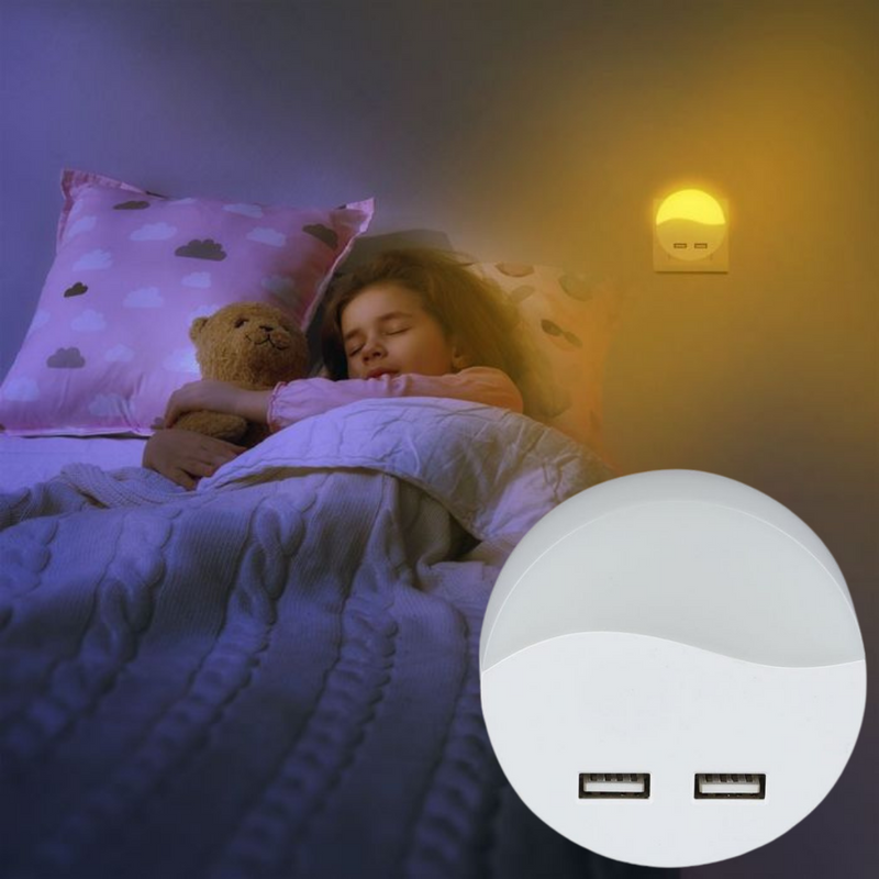 0.5W(10Lm) LED nakts gaismeklis ar sensoru, V-TAC SAMSUNG, IP20, spraužams rozetē, neitrāli balta gaisma 4000K