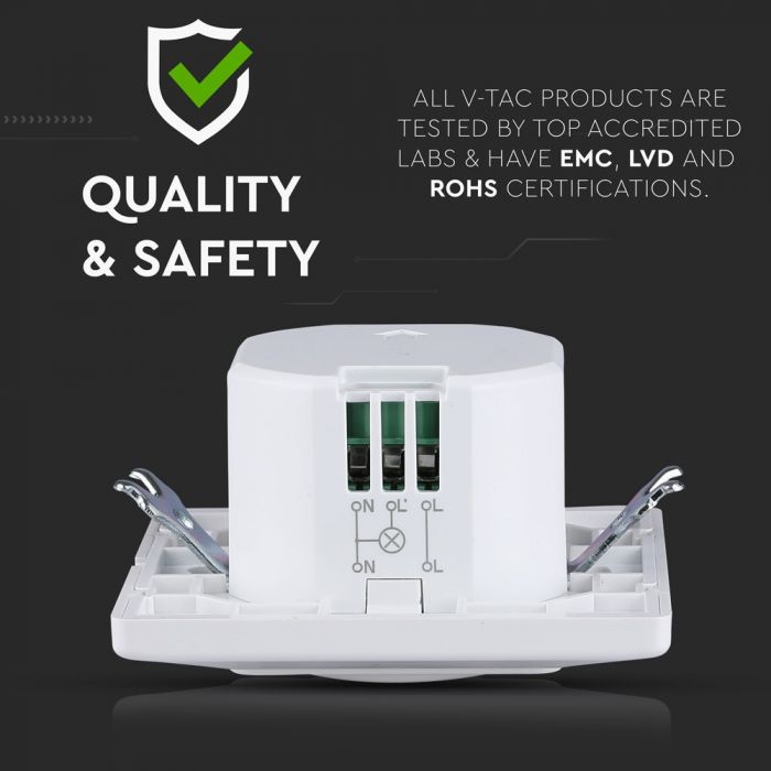 LED built-in microwave sensor, Max 300W LED, 360°, V-TAC