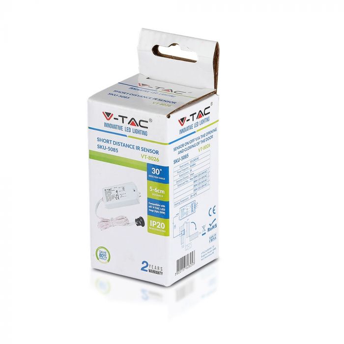 LED built-in short distance motion sensor, Max 200W LED, 360°, works on door opening, V-TAC