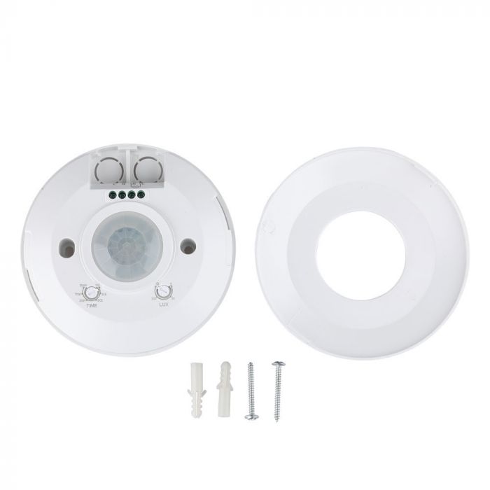 Infrasarkanais kustības sensors, griestu, balts, regulējams laiks un LUX (līdz 1000W), V-TAC
