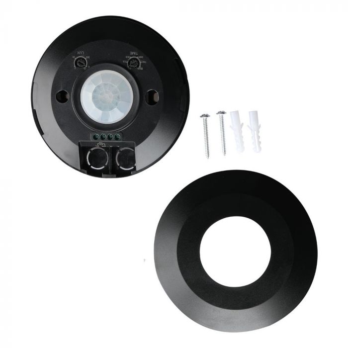 Infrasarkanais kustības sensors, griestu, melns, regulējams laiks un LUX,  Max 1000W LED,  360°, V-TAC